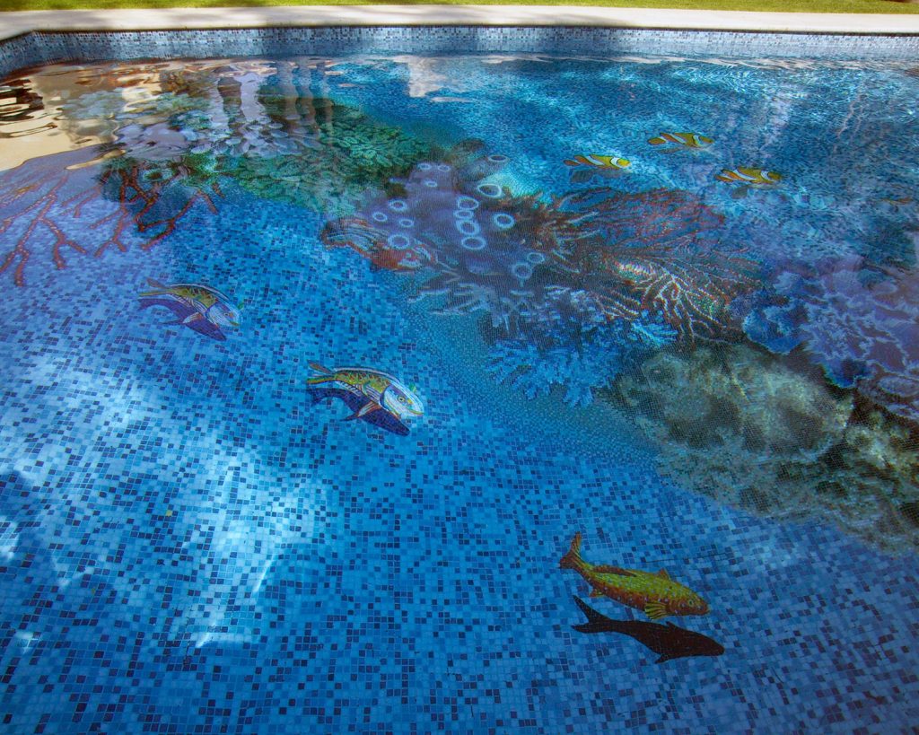 Coral Grouper - Pool Mosaic  Mosaic pool, Pool tile designs, Pool